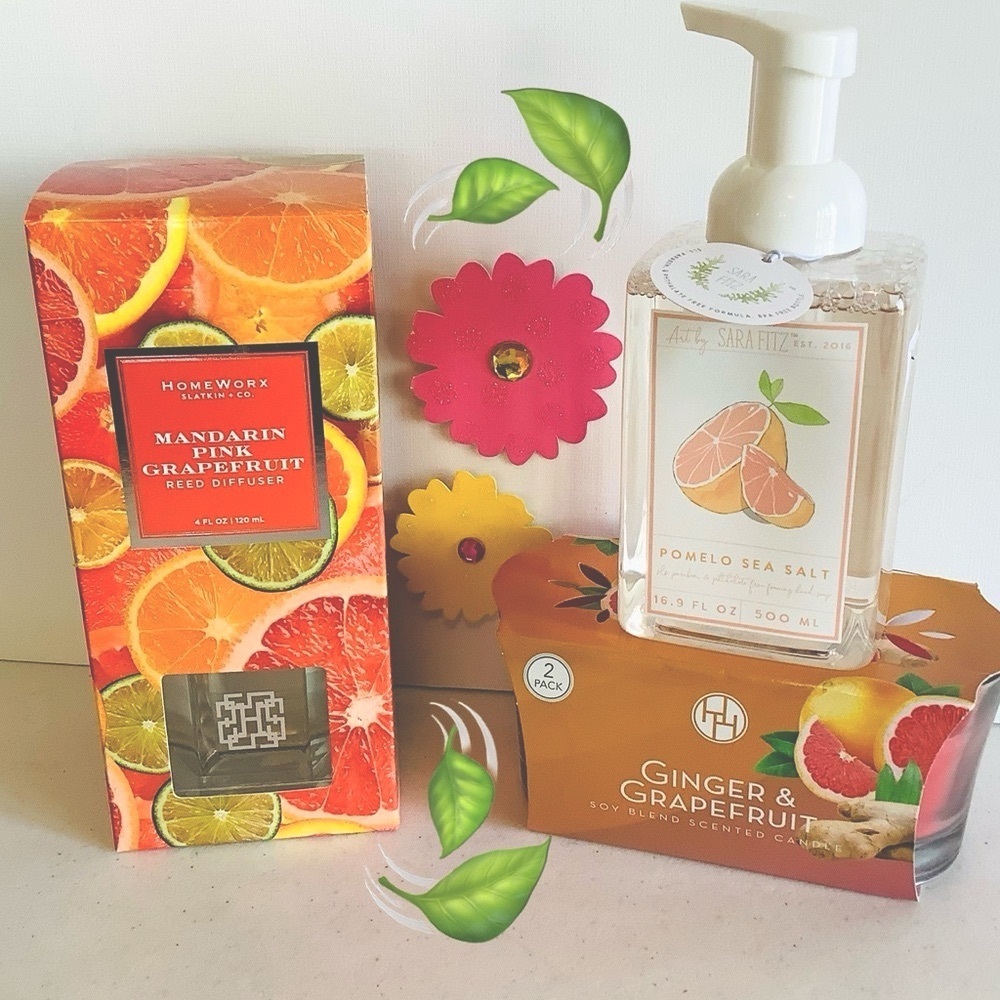 NWT 3 ITEM GRAPEFRUIT SCENT BUNDLE FEATURING SLATKIN + CO “HOMEWORX” DIFFUSER
